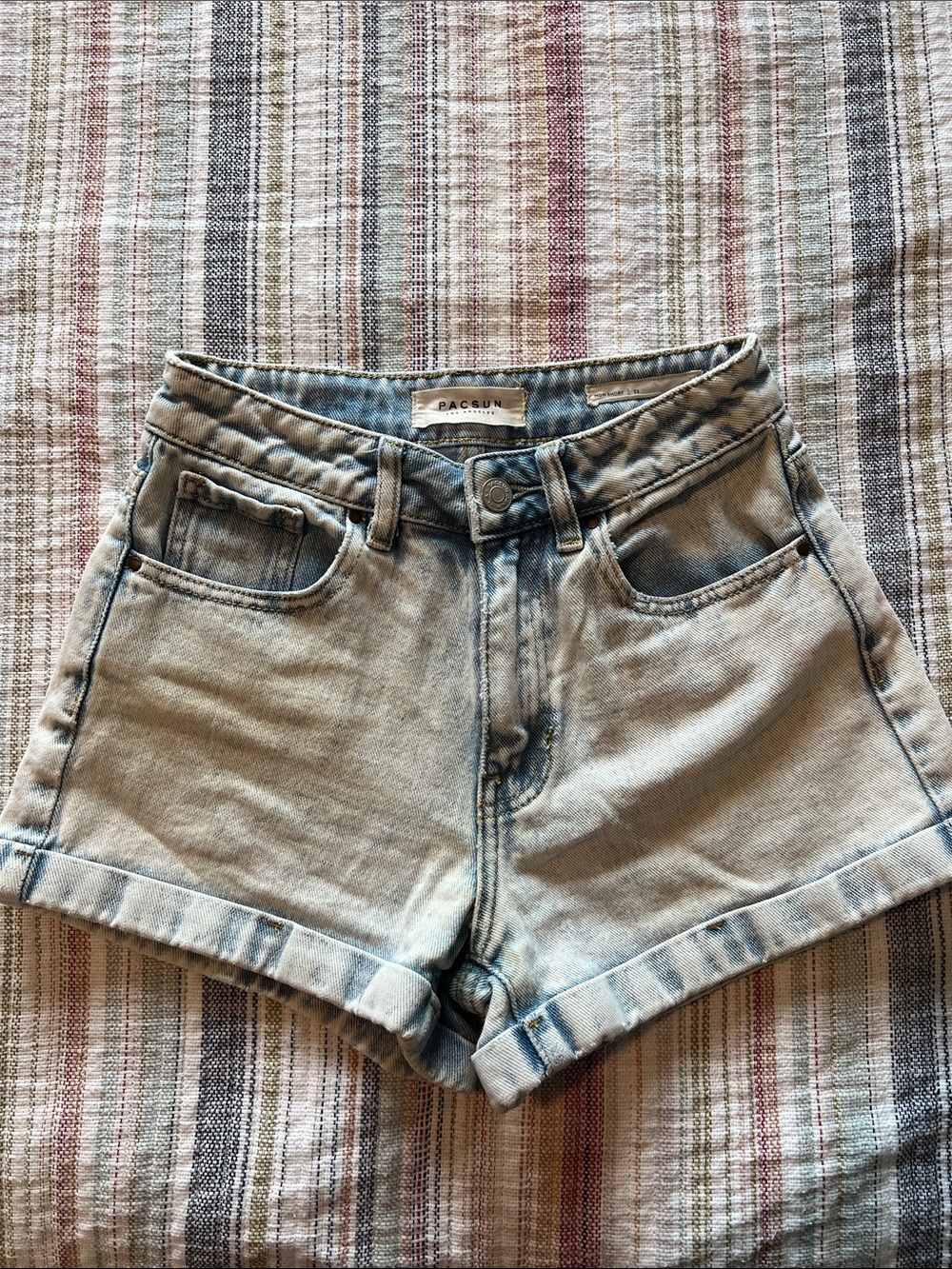 PacSun Light Blue High-Rise Cuffed Denim Shorts